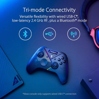 ASUS ROG Raikiri Pro PC Controller (OLED Display, einstellbare Trigger und Joystick, Aura RGB Beleuchtung, ESS DAC, 3,5-mm Kopfhörerbuchse, Stummschalttaste, USB-C, 2,4 GHz, Bluetooth