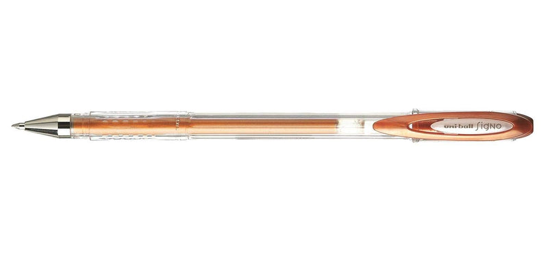 Uni-ball Signo UM120NM BR Rollerball Pens Metallic Gel Ink 0.7 mm Bronze-Coloured Pack of 12