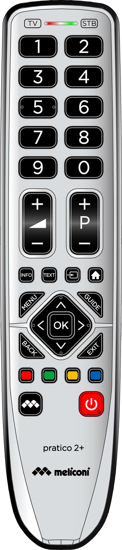 MELICONI Gumbody Practical 2+ Universal 2 in 1 Remote Control with Rubber Body Ideal for 1 TV and 1 External Decoder