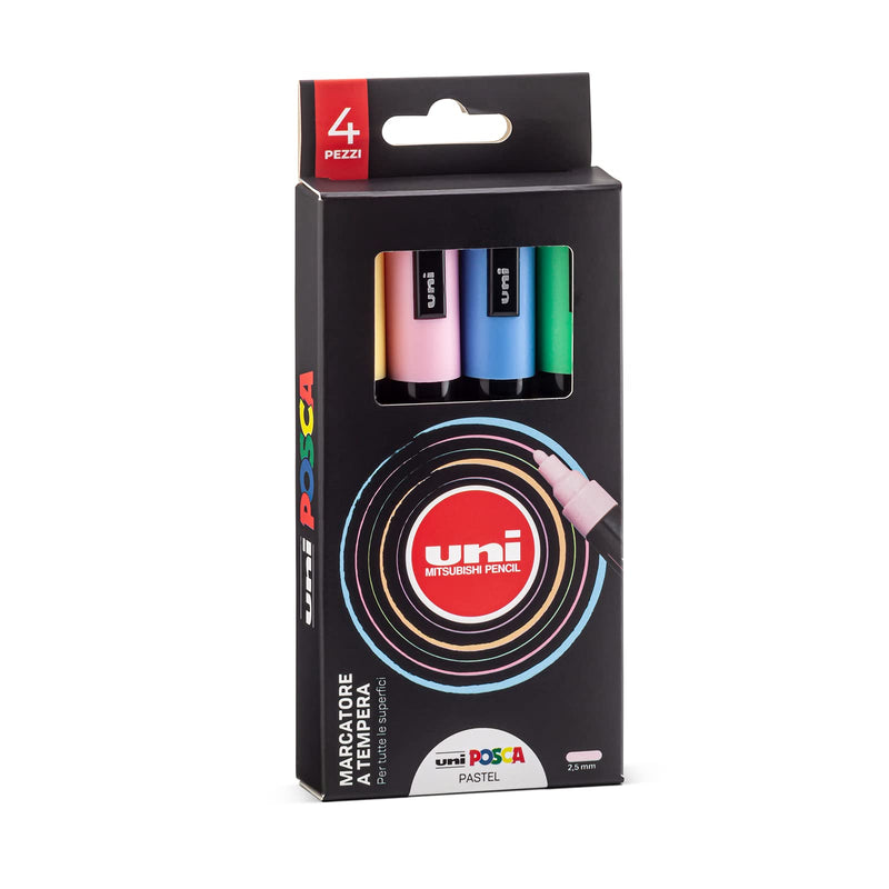 Uni Mitsubishi 94336 Case 4 Marker Pc5M, Assorted Colours, Tip 1.8-2.5 mm, Pastel