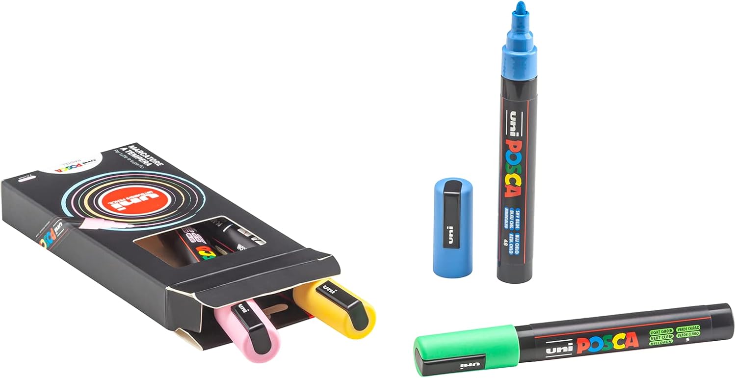 Uni Mitsubishi 94336 Case 4 Marker Pc5M, Assorted Colours, Tip 1.8-2.5 mm, Pastel