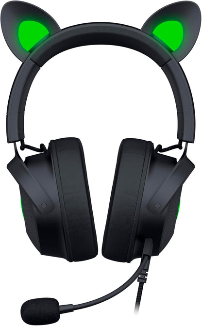 Razer Kraken Kitty Edition V2 Pro - Wired RGB Headset with Interchangeable Ears (Interchangeable Ears, Stream Reactive Lighting, TriForce Titanium 50mm Drivers, HyperClear Cardioid Mic