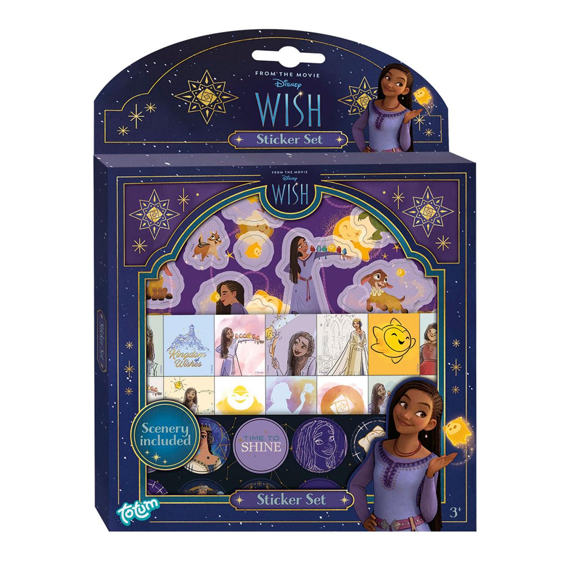 Totum Disney Wish Sticker Set, 3 Pages and Scenery Board, for Creativity, Scrapbooking or Decorating. Suits Ages 3 Years +