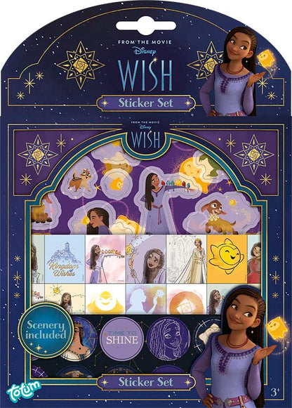 Totum Disney Wish Sticker Set, 3 Pages and Scenery Board, for Creativity, Scrapbooking or Decorating. Suits Ages 3 Years +