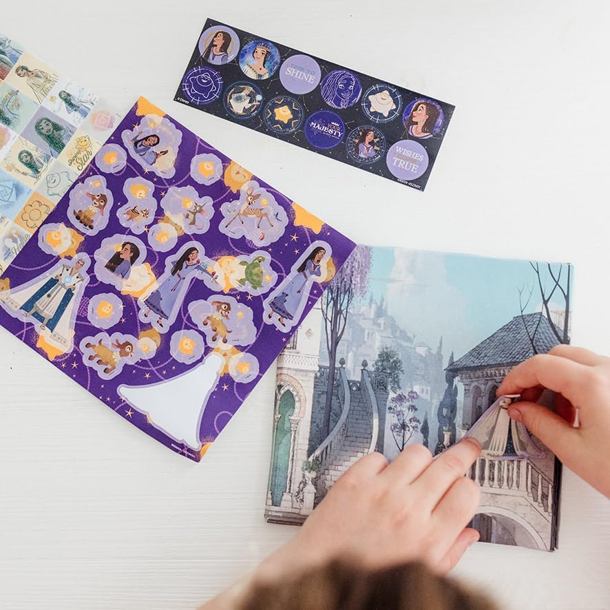 Totum Disney Wish Sticker Set, 3 Pages and Scenery Board, for Creativity, Scrapbooking or Decorating. Suits Ages 3 Years +