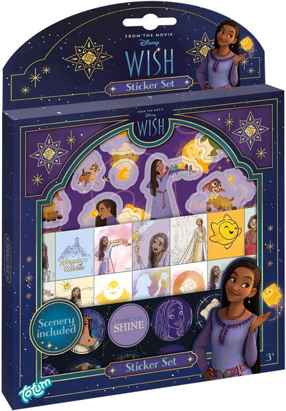 Totum Disney Wish Sticker Set, 3 Pages and Scenery Board, for Creativity, Scrapbooking or Decorating. Suits Ages 3 Years +