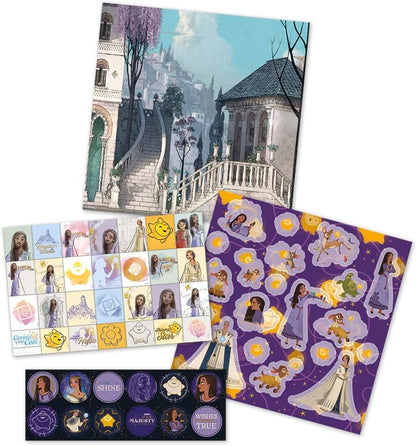 Totum Disney Wish Sticker Set, 3 Pages and Scenery Board, for Creativity, Scrapbooking or Decorating. Suits Ages 3 Years +