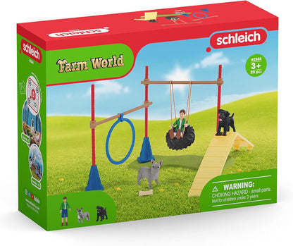 SCHLEICH 42536 Puppy Agility Training Farm World Toy Playset for children aged 3-8 Years