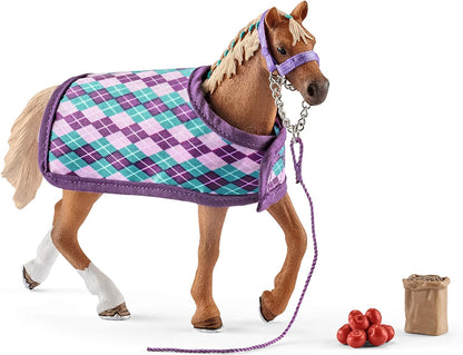 SCHLEICH 42360n English Thoroughbred with blanket Horse Club Toy Playset for children aged 5-12 Years