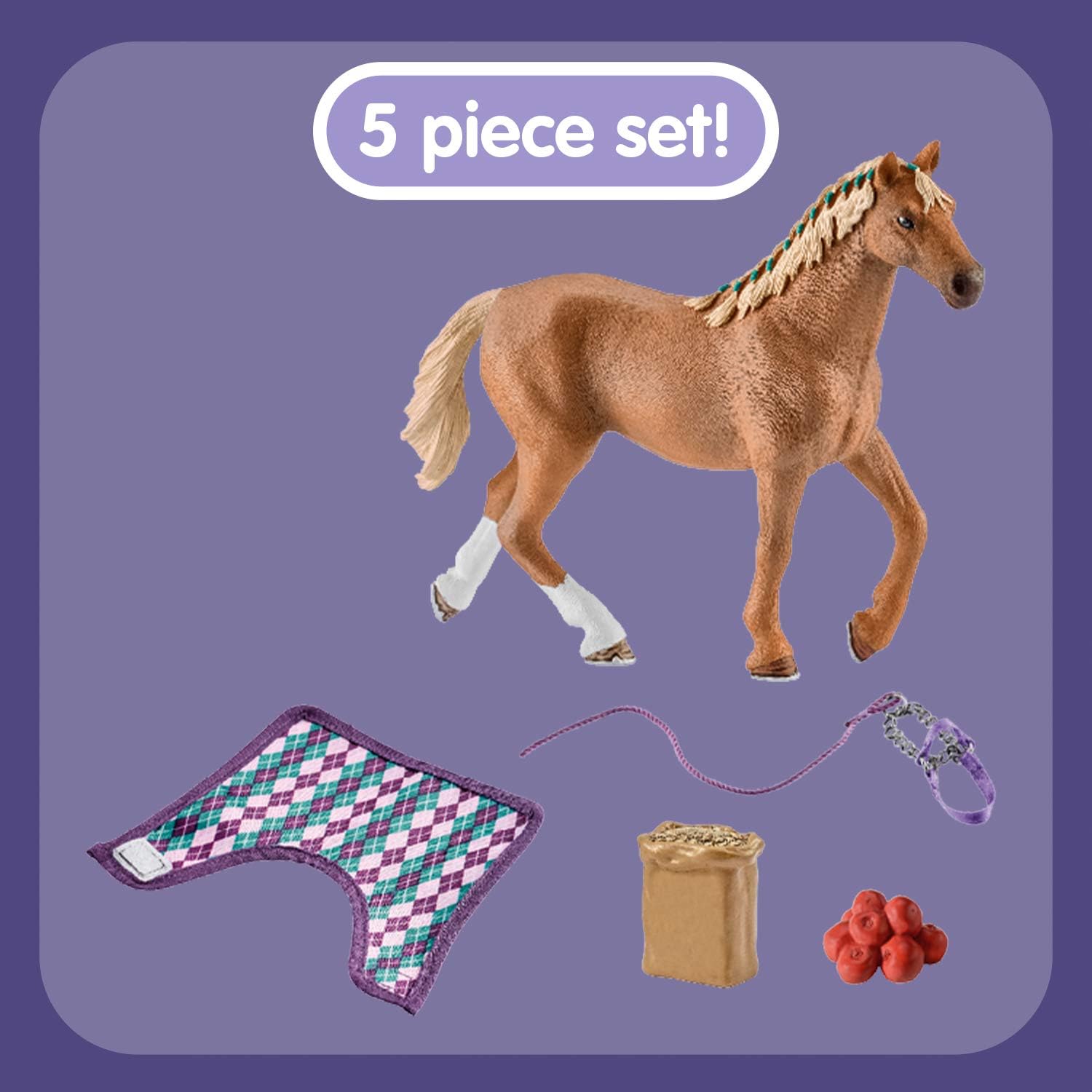 SCHLEICH 42360n English Thoroughbred with blanket Horse Club Toy Playset for children aged 5-12 Years