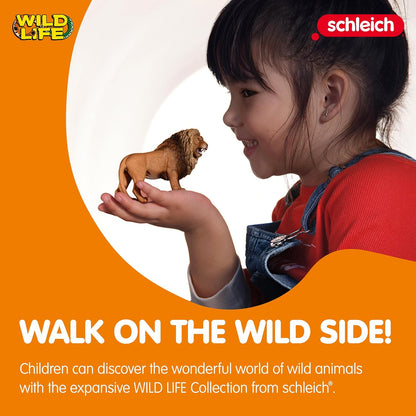 schleich WILD LIFE - Starter Set, Includes 4 x Collectable Toy Animals, Zebra, Lion, Baby African Elephant and Infant Chimpanzee Animals Toys for Kids aged 3+