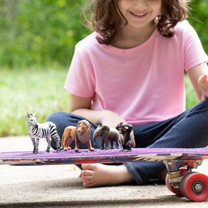 schleich WILD LIFE - Starter Set, Includes 4 x Collectable Toy Animals, Zebra, Lion, Baby African Elephant and Infant Chimpanzee Animals Toys for Kids aged 3+