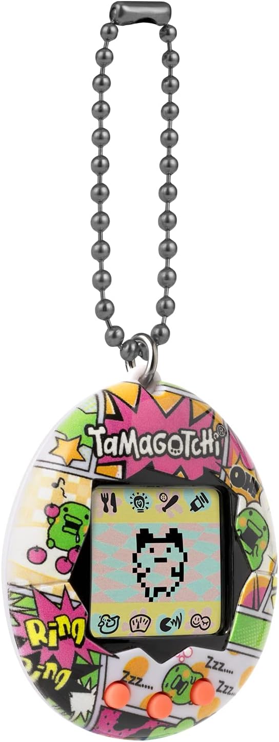 Bandai Tamagotchi Original Kuchipatchi Comic Book Shell | Tamagotchi Original Cyber Pet 90s Adults and Kids Toy with Chain | Retro Virtual Pets are Great Boys and Girls Toys or Gifts for Ages 8+