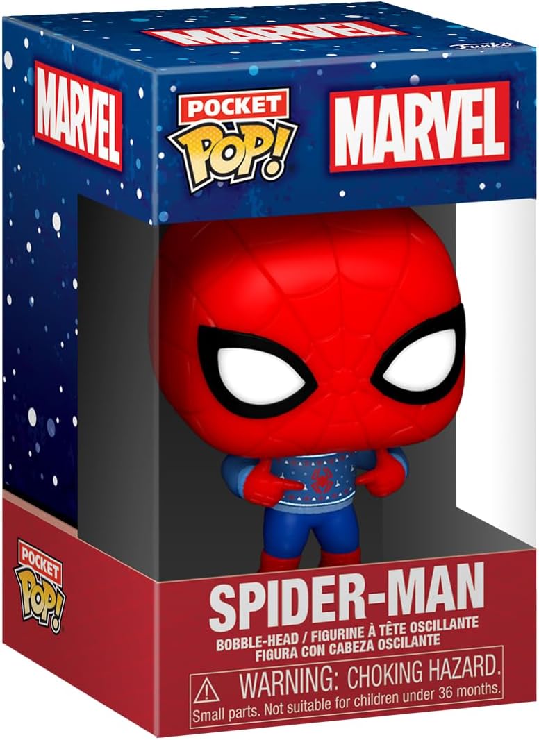 Funko Pocket POP! & Tee: Marvell-Holiday Spiderman - Spider-Man - Extra Large - (XL) - T-Shirt - Clothes With Collectable Vinyl Minifigure - Gift Idea - Toys and Short Sleeve Top for Adults Unisex