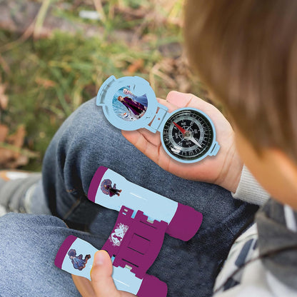 Lexibook RPTW12FZ Frozen-Adventurer Set for Children, Walkie-Talkies 120m, Binoculars, Compass, Torchlight