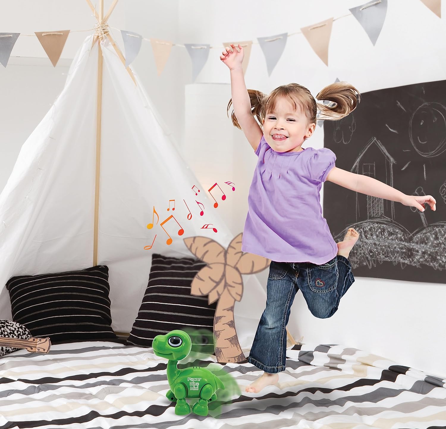 Lexibook Power Dino Mini - Mijn Kleine Dinosaurus Robot - Dinosaurus Robot met Geluiden, Muziek, Lichteffecten, Stemherhaling en Geluidsreactie, Speelgoed voor Jongens en Meisjes