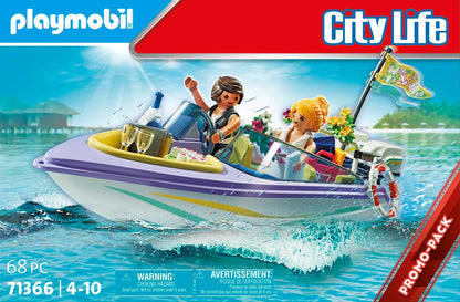 Playmobil 71366 Wedding Honeymoon Speedboat Trip Promo Pack, ceremony gift set, Fun Imaginative Role-Play, PlaySets Suitable for Children Ages 4+