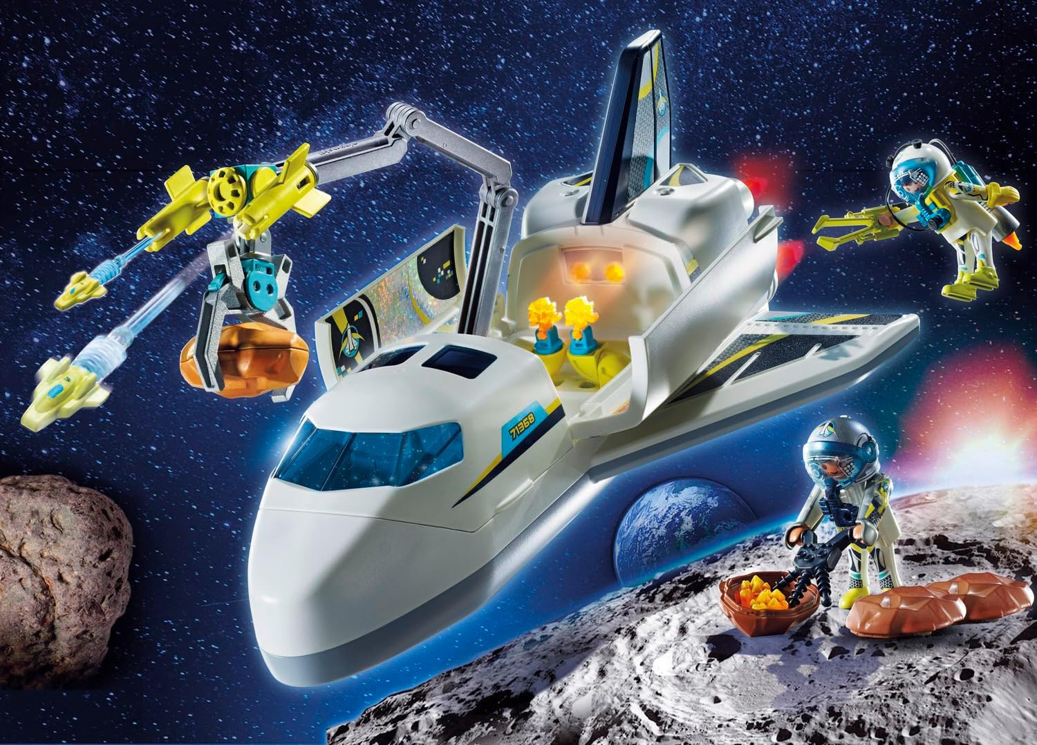 Playmobil 71368 Mission Space Shuttle Promo Pack, Outer Space Mission, Fun Imaginative Role-Play, Playset Suitable for Children Ages 4+