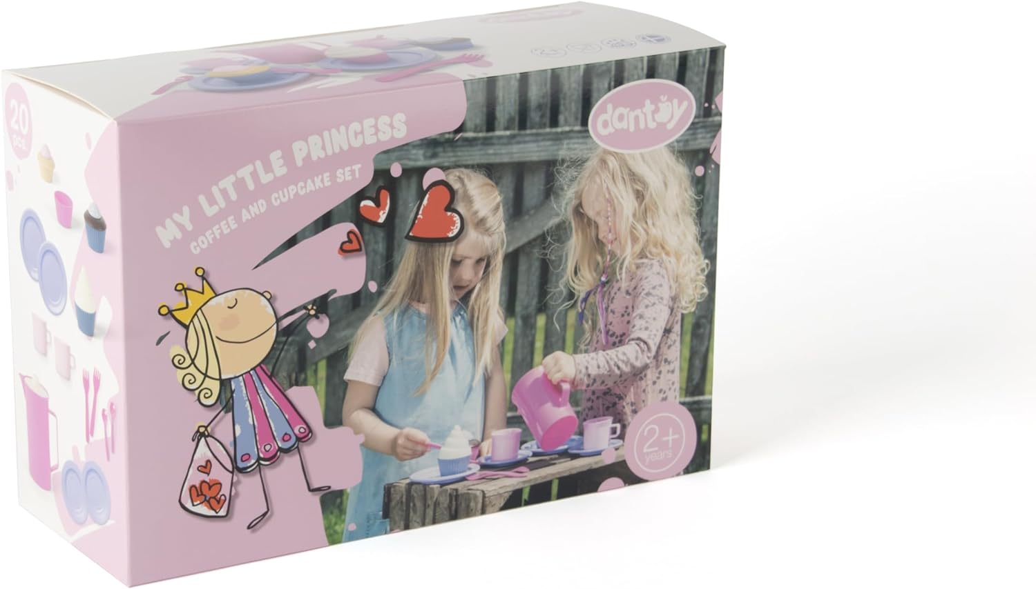 Dantoy - Princess Coffee Set with 3 Cakes - Creative Fun for Fine Motor Skills & Imagination - 2+ Years - Ecolabel - Dishwasher Safe