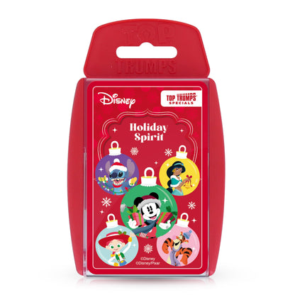 Top Trumps Disney Holiday Spirit, spezielles Lernkartenspiel, spielt mit Stitch, Moana, Pluto und Tigger, tolles Geschenk und Weihnachtsstrumpffüllung, für Kinder ab 8 Jahren