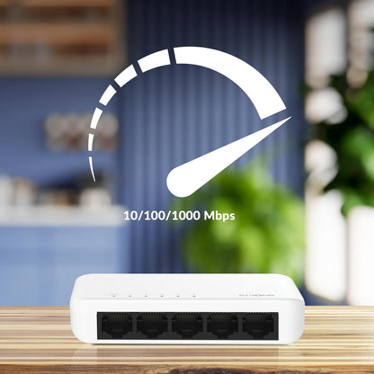 STRONG SW5000P | 5-Port Switch Gigabit Ethernet | Table and Wall Mounting | Ideal for Fast LAN Connections | Network Expansion |