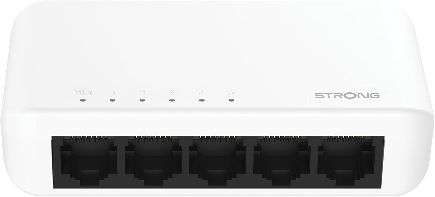 STRONG SW5000P | 5-Port Switch Gigabit Ethernet | Table and Wall Mounting | Ideal for Fast LAN Connections | Network Expansion |