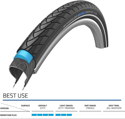 Schwalbe Marathon Plus SmartGuard Tyre, Black/Reflective