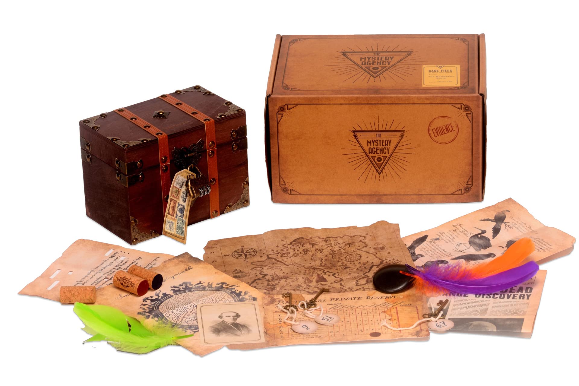 The Mystery Agency The Balthazar Stone : Solve MysteryEscape Room Puzzles in a Box | 20+ Real-life Physical Objects & Evidence | Board Games NightsParties | Fully Reusable |Age 14+ | 1-6+ Players