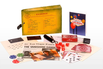The Mystery Agency Vanishing Gambler : Solve and Escape Room Puzzle in a Box | 25+ Real-life Physical Objects & Evidence Board Games Nights Parties Fully Reusable |Age 14+ 1-6+ Players