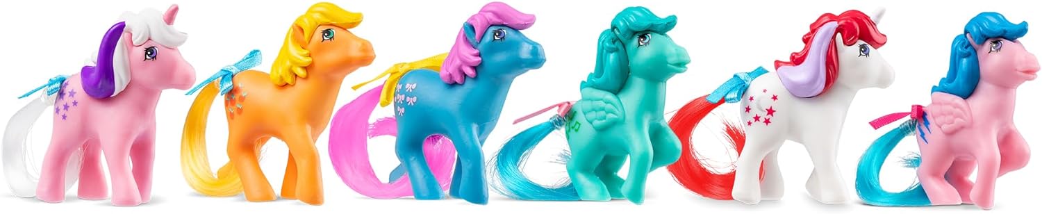 My Little Pony - Paquete de coleccionista de figuras de 40 aniversario, diversión básica, 35338, 6 personajes clásicos de pony en diseños retro originales, juego de regalo de juguete, juguetes de