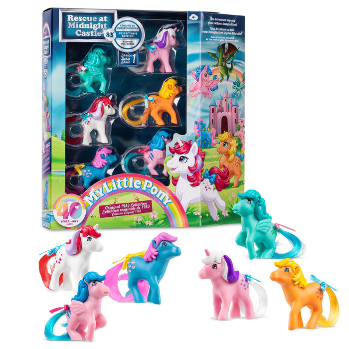 My Little Pony - Paquete de coleccionista de figuras de 40 aniversario, diversión básica, 35338, 6 personajes clásicos de pony en diseños retro originales, juego de regalo de juguete, juguetes de