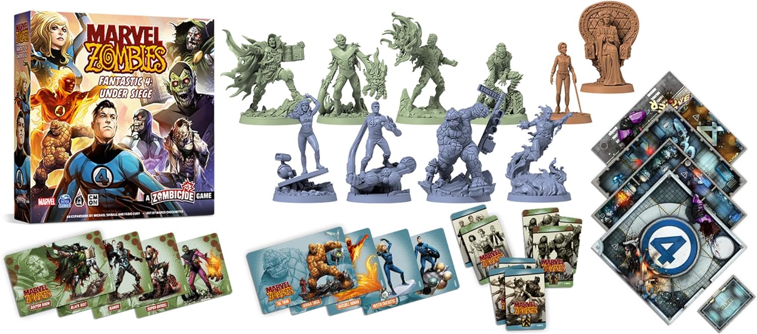 CMON | Marvel Zombies: Fantastic 4 Under Siege | Miniatures Board Game | Ages 14 Plus | 1-6 Players | 60 Minutes Playing Time