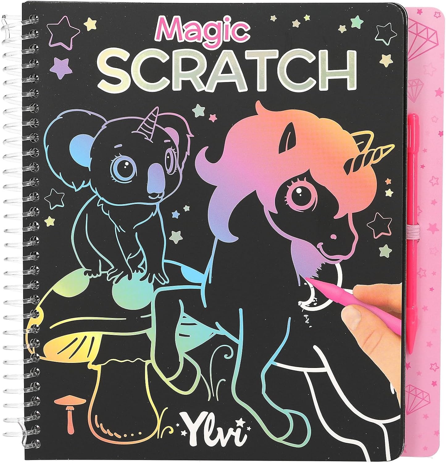 Depesche 12730 Ylvi Magic Book with 20 Pages of Fantastic Motifs, Booklet with Colourful Gradient and Scratch Pen