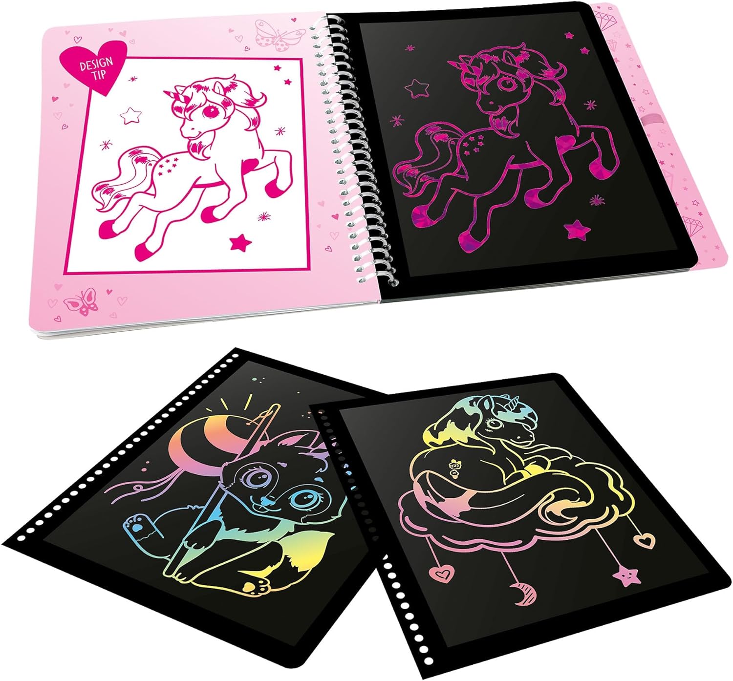 Depesche 12730 Ylvi Magic Book with 20 Pages of Fantastic Motifs, Booklet with Colourful Gradient and Scratch Pen
