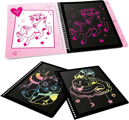 Depesche 12730 Ylvi Magic Book with 20 Pages of Fantastic Motifs, Booklet with Colourful Gradient and Scratch Pen