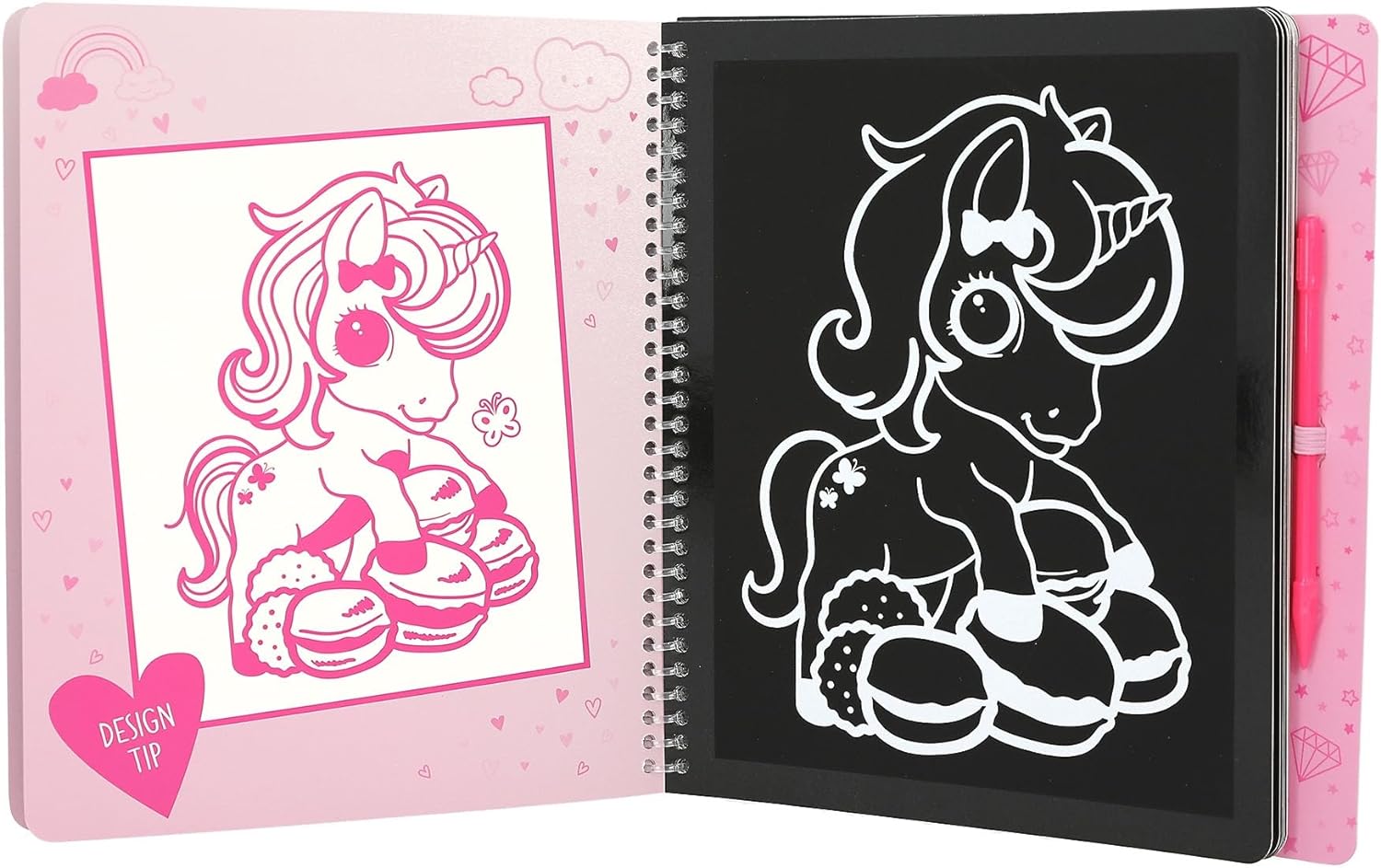 Depesche 12730 Ylvi Magic Book with 20 Pages of Fantastic Motifs, Booklet with Colourful Gradient and Scratch Pen