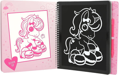 Depesche 12730 Ylvi Magic Book with 20 Pages of Fantastic Motifs, Booklet with Colourful Gradient and Scratch Pen