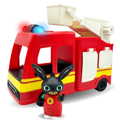 Bing - Bing Brandweerwagen met Licheffecten en Geluiden - Speel de favoriete brandweerscene na uit de serie van Bing - Inclusief speelfiguur van Bing