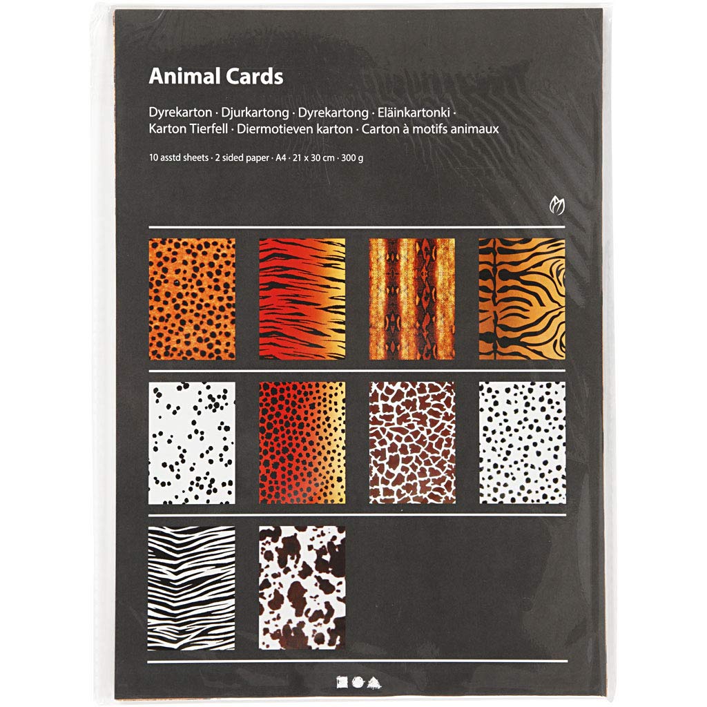 Animal Card, A4 21x30 cm, 300 cm, 10asstd sheets