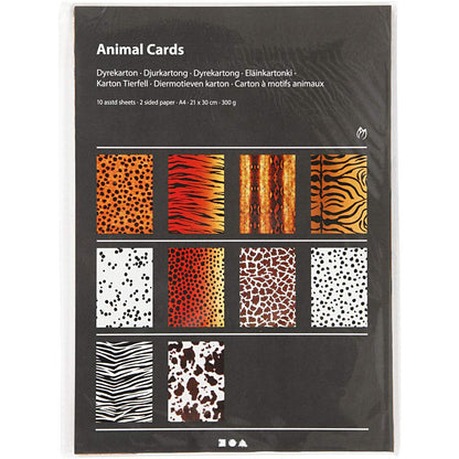 Animal Card, A4 21x30 cm, 300 cm, 10asstd sheets