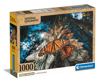 Clementoni 39732 National Geographic-Monarch Butterflies 1000 Pieces, Jigsaw Adults, Puzzle Animals-Made in Italy