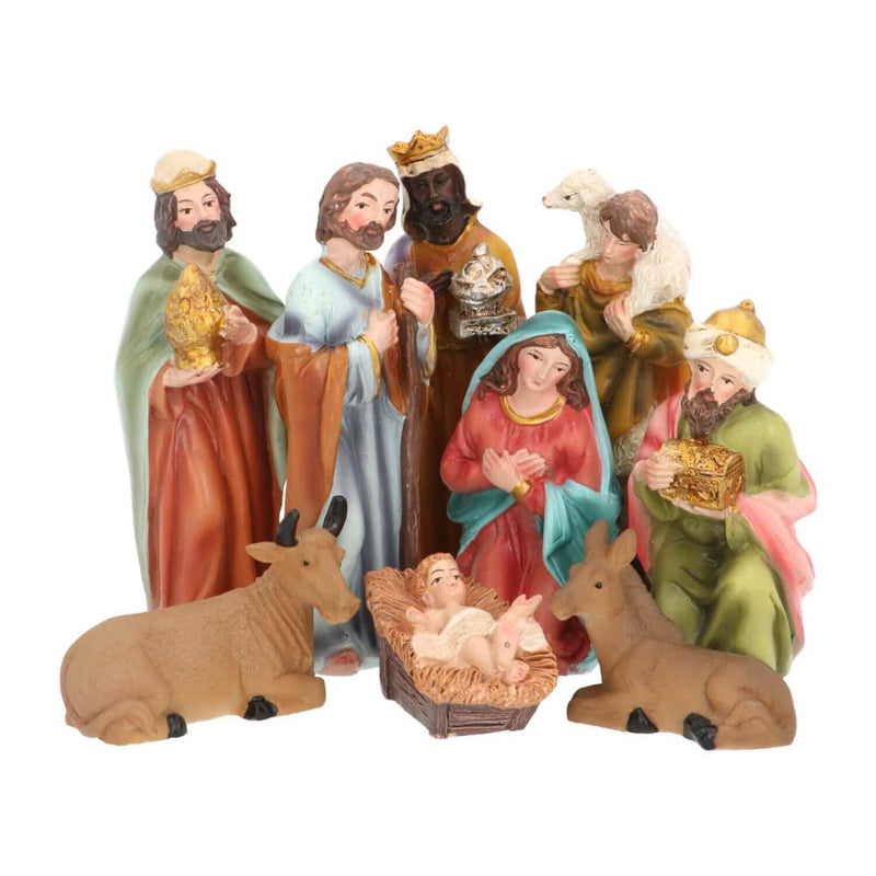 Pfennig N Squid 9 Piece Traditional Resin Small Christmas Nativity Figurine Display Set