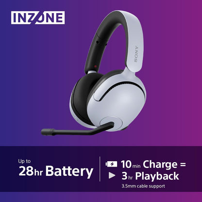 Sony INZONE H5 Wireless Gaming Headset - PC/PS5, 360 Spatial Sound for Gaming, 28H battery lifelow latency, comfortable design, microphone with AI - White White INZONE H5