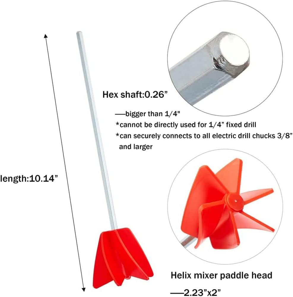 Organisytlagg Epoxy Mixing Paint Accessory with 1/4 Inch Hexagonal Shank Drill for Mixing Epoxy Resin, Oil Paints