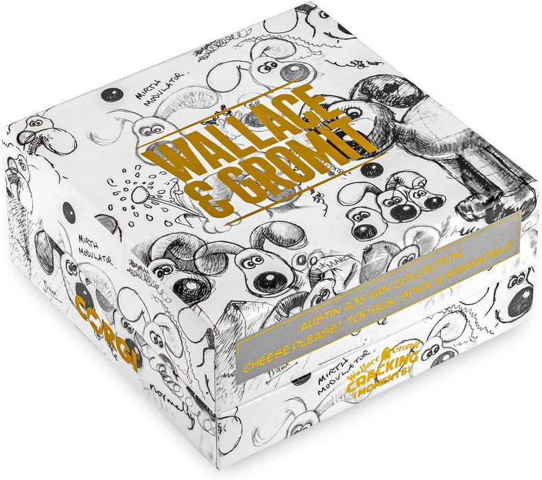 Corgi Hornby Hobbies LTD Cc80505 Wallace and Gromit Austin A35 Van Collection-Cheese Please, Top Bun, Spick and Spanmobile Tv Film Licensed Die-Cast Model, Multi, 1:43 Scale