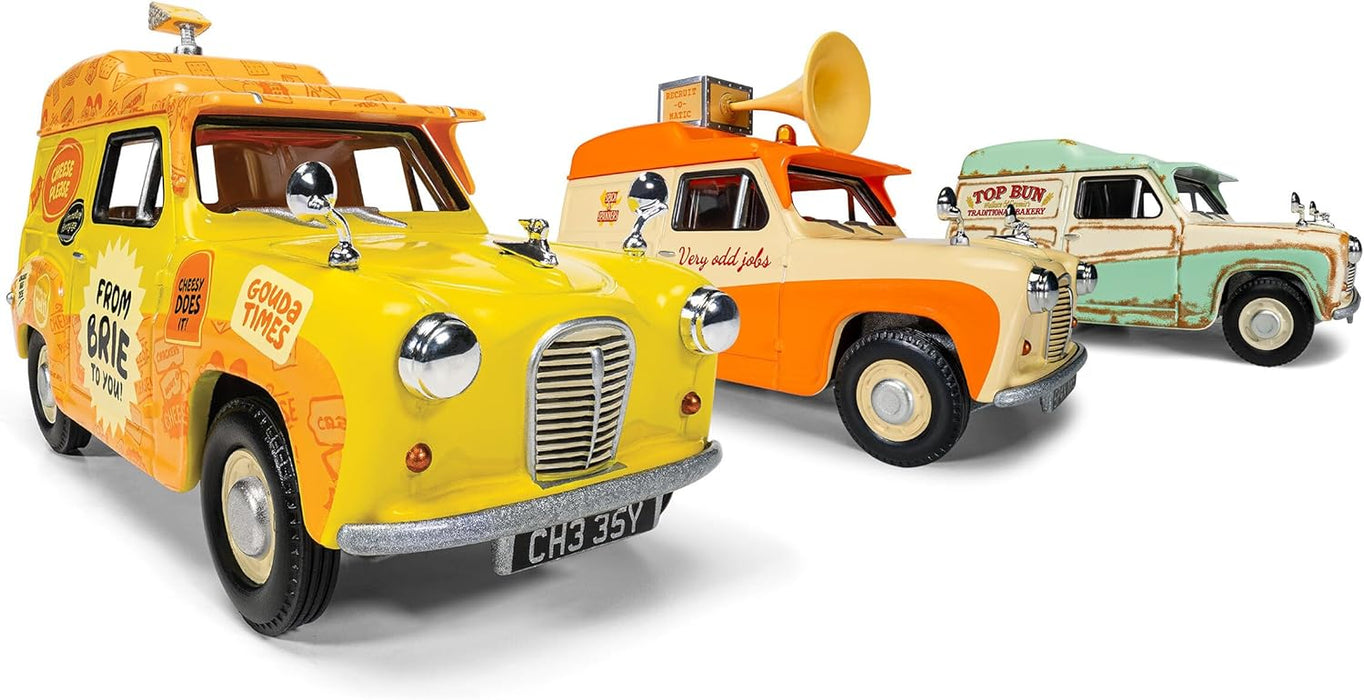 Corgi Hornby Hobbies LTD Cc80505 Wallace and Gromit Austin A35 Van Collection-Cheese Please, Top Bun, Spick and Spanmobile Tv Film Licensed Die-Cast Model, Multi, 1:43 Scale