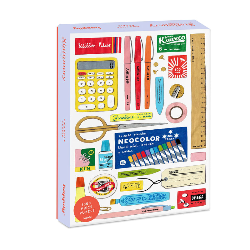 Stationery 1000 Piece Jigsaw Puzzle for Adults | Premium 100% Recycled Board | Modern 1000 Piece Puzzle for Adults | Happily Jigsaw Puzzles