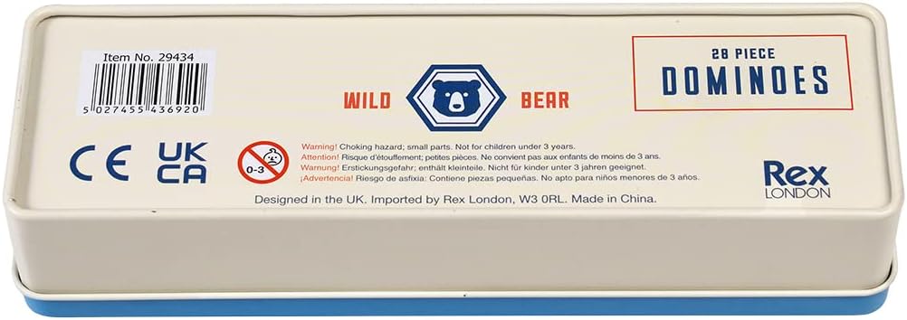 Wild Bear Dominoes in a Metal Tin