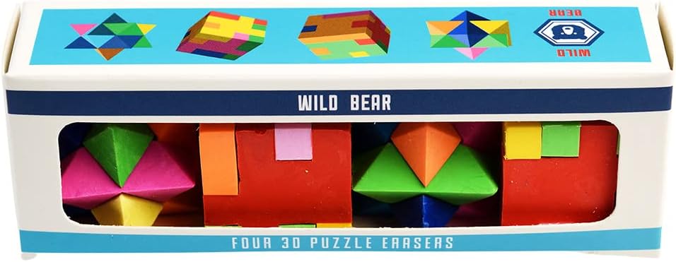 Wild Bear 3D Puzzle Erasers (Set of 4
