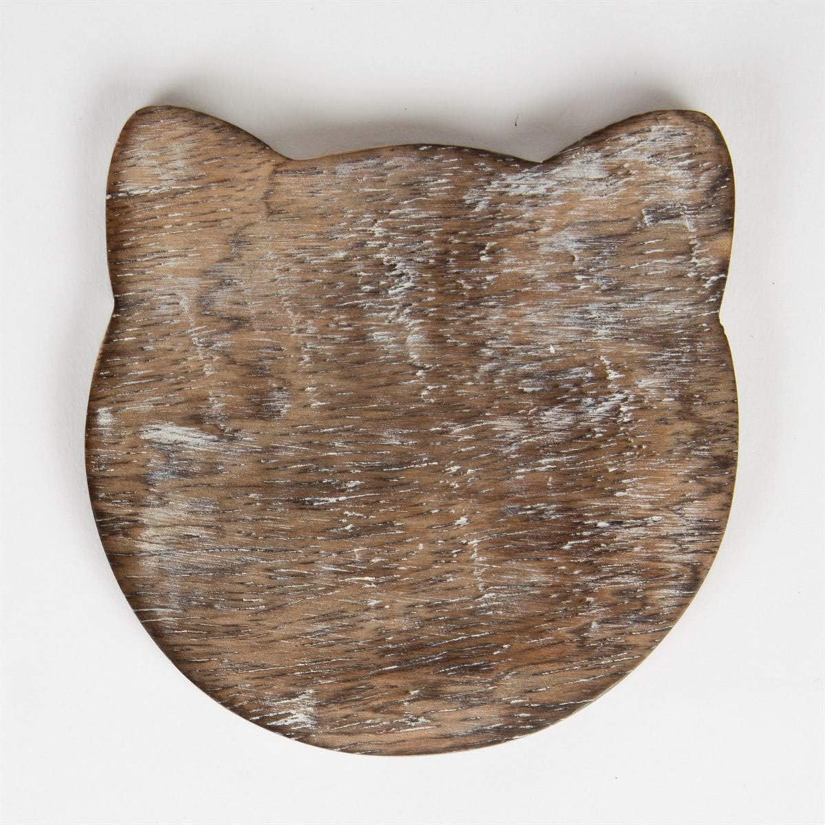 Sass & Belle Wooden Brown Carved Cat Coaster - Set of 6